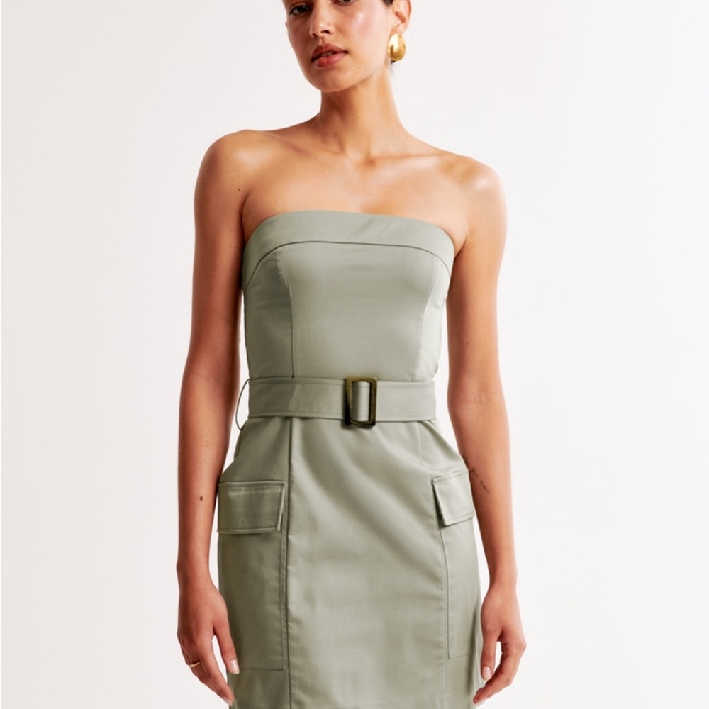 Abercrombie & Fitch Strapless Dress in Light Green